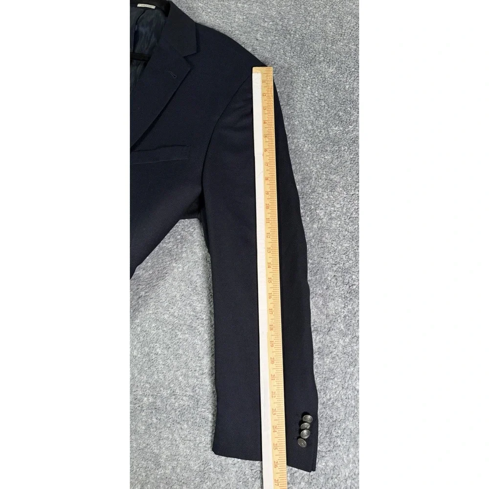 Joseph Abboud Heritage Blazer Men 46R Navy Blue Reda Wool Executive Fit Hopsack